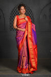 Virasat ~ Handloom Pure Silk Brocade Maharani Paithani with Contrast Red Pallu in Pink - verymuchindian.com