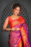 Virasat ~ Handloom Pure Silk Brocade Maharani Paithani with Contrast Red Pallu in Pink - verymuchindian.com