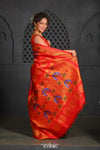Virasat ~ Handloom Pure Silk Brocade Maharani Paithani with Contrast Red Pallu in Pink - verymuchindian.com