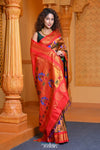 Virasat ~ Handloom Pure Silk Brocade Peacock Maharani Paithani with in Dual Tone Red & Green - verymuchindian.com