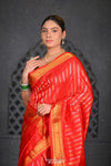Virasat ~ Handloom Pure Silk Maharani Brocade Paithani in Delight Red - verymuchindian.com
