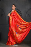Virasat ~ Handloom Pure Silk Maharani Brocade Paithani in Delight Red - verymuchindian.com