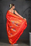 Virasat ~ Handloom Pure Silk Maharani Brocade Paithani in Delight Red - verymuchindian.com