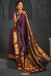 Virasat ~ Handloom Pure Silk Maharani Paithani with Maharani Pallu in Plum Purple - verymuchindian.com