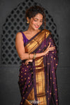 Virasat ~ Handloom Pure Silk Maharani Paithani with Maharani Pallu in Plum Purple - verymuchindian.com