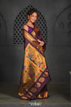 Virasat ~ Handloom Pure Silk Maharani Paithani with Maharani Pallu in Plum Purple - verymuchindian.com