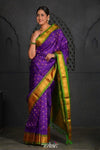 Virasat ~ Handloom Pure Silk Maharani Paithani with Maharani Pallu in Purple Green - verymuchindian.com