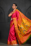 Virasat ~ Handloom Pure Silk Maharani Paithani with Maharani Pallu in Rani Pink - verymuchindian.com