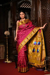 Virasat ~ Handloom Pure Silk Maharani Paithani with Maharani Pallu in Rose Pink - verymuchindian.com