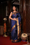 Virasat ~ Handloom Pure Silk Maharani Paithani with Maharani Pallu in Royal Blue - verymuchindian.com