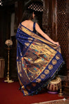 Virasat ~ Handloom Pure Silk Maharani Paithani with Maharani Pallu in Royal Blue - verymuchindian.com