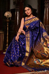Virasat ~ Handloom Pure Silk Maharani Paithani with Maharani Pallu in Royal Blue - verymuchindian.com