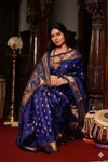 Virasat ~ Handloom Pure Silk Maharani Paithani with Maharani Pallu in Royal Blue - verymuchindian.com
