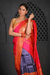 Virasat ~Handloom Pure Silk Muniya Border Dupatta in Pink - verymuchindian.com