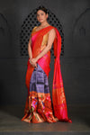 Virasat ~Handloom Pure Silk Muniya Border Dupatta in Pink - verymuchindian.com