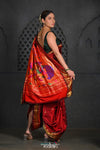 Virasat ~ Handloom Pure Silk Paithani Nauvari with Fancy Peacock Pallu in Maroon - verymuchindian.com