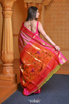 Virasat ~ Handloom Pure Silk Paithani with Baghicha Pallu in Dual Tone Pink & Green - verymuchindian.com