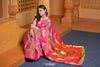 Virasat ~ Handloom Pure Silk Paithani with Baghicha Pallu in Dual Tone Pink & Green - verymuchindian.com
