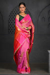 Virasat ~ Handloom Pure Silk Paithani with Fancy Parrot Pallu in Dual Tone Pink Green - verymuchindian.com