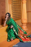 Virasat ~ Handloom Pure Silk Paithani with Fancy Parrot Pallu in Royal Green - verymuchindian.com