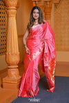 Virasat ~ Handloom Pure Silk Paithani with Fancy Parrot Pallu in Soft Pink Peach Pallu - verymuchindian.com