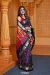 Virasat ~ Handloom Pure Silk Paithani with Fancy Peacock Pallu in Wine - verymuchindian.com