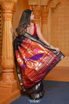 Virasat ~ Handloom Pure Silk Paithani with Fancy Peacock Pallu in Wine - verymuchindian.com