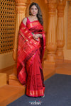 Virasat ~ Handloom Pure Silk Paithani with Most Traditional Double Pallu in Delight Maroon - verymuchindian.com