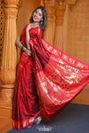 Virasat ~ Handloom Pure Silk Paithani with Most Traditional Double Pallu in Delight Maroon - verymuchindian.com