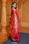 Virasat ~ Handloom Pure Silk Paithani with Most Traditional Double Pallu in Delight Maroon - verymuchindian.com