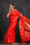 Virasat ~ Handloom Pure Silk Paithani with Most Traditional Double Pallu in Delight Red - verymuchindian.com