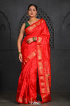 Virasat ~ Handloom Pure Silk Paithani with Most Traditional Double Pallu in Delight Red - verymuchindian.com