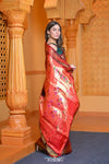 Virasat ~ Handloom Pure Silk Paithani with Most Traditional Double Pallu in Maroon - verymuchindian.com