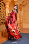 Virasat ~ Handloom Pure Silk Paithani with Most Traditional Double Pallu in Maroon - verymuchindian.com