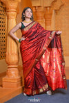 Virasat ~ Handloom Pure Silk Paithani with Most Traditional Double Pallu in Maroon - verymuchindian.com