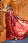 Virasat ~ Handloom Pure Silk Paithani with Most Traditional Double Pallu in Maroon - verymuchindian.com