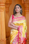 Virasat ~ Handloom Pure Silk Paithani with Most Traditional Double Pallu in Sunlight Yellow - verymuchindian.com