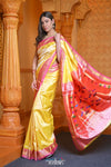 Virasat ~ Handloom Pure Silk Paithani with Most Traditional Double Pallu in Sunlight Yellow - verymuchindian.com