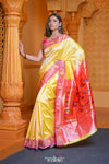 Virasat ~ Handloom Pure Silk Paithani with Most Traditional Double Pallu in Sunlight Yellow - verymuchindian.com