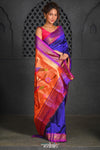 Virasat ~ Handloom Pure Silk Paithani with Parrot Pallu in Royal Blue - verymuchindian.com