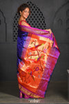 Virasat ~ Handloom Pure Silk Paithani with Parrot Pallu in Royal Blue - verymuchindian.com