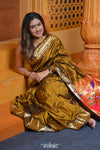 Virasat ~ Handloom Pure Silk Paithani with Peacock Pallu in Golden Yellow - verymuchindian.com