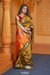 Virasat ~ Handloom Pure Silk Paithani with Peacock Pallu in Golden Yellow - verymuchindian.com