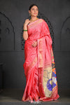 Virasat ~ Handloom Pure Silk Paithani with Radha Krishna Pallu in Peach - verymuchindian.com