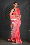 Virasat ~ Handloom Pure Silk Paithani with Radha Krishna Pallu in Peach - verymuchindian.com