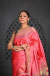 Virasat ~ Handloom Pure Silk Paithani with Radha Krishna Pallu in Peach - verymuchindian.com