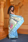Virasat ~ Handloom Pure Silk Paithani with Radha Krishna Pallu in Sky Blue - verymuchindian.com
