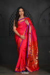Virasat ~ Handloom Pure Silk Paithani with Revival Asawali Pallu in Zinnia Pink - verymuchindian.com