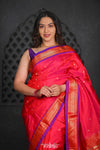 Virasat ~ Handloom Pure Silk Paithani with Revival Asawali Pallu in Zinnia Pink - verymuchindian.com