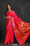 Virasat ~ Handloom Pure Silk Paithani with Revival Asawali Pallu in Zinnia Pink - verymuchindian.com